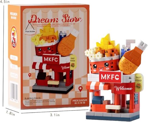 Fried Chicken Shop Block Model, Mini Brands Fast Food Building Set, Micro-Particle Architecture Model for Desktop Display Collection in Saudi Arabia