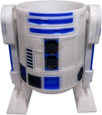 R2 D2 Pen and Pencil Holder, white vase for plants 3D PRINTED in Saudi Arabia