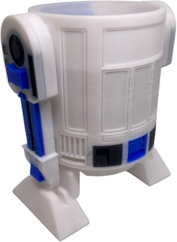 R2 D2 Pen and Pencil Holder, white vase for plants 3D PRINTED in Saudi Arabia