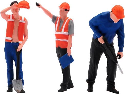 Fremego Miniature Figures Model,1/50 1/64 Scale Construction Building Workers Tiny People Figurine Simulation Diorama Figure Scene Props for Decoration Car (Painted-6pcs Worker Figure A, 1/64 Scale) in Kuwait