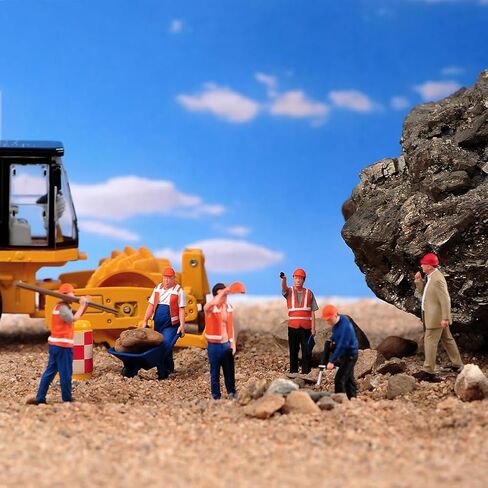 Fremego Miniature Figures Model,1/50 1/64 Scale Construction Building Workers Tiny People Figurine Simulation Diorama Figure Scene Props for Decoration Car (Painted-6pcs Worker Figure A, 1/64 Scale) in Kuwait