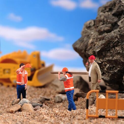 Fremego Miniature Figures Model,1/50 1/64 Scale Construction Building Workers Tiny People Figurine Simulation Diorama Figure Scene Props for Decoration Car (Painted-6pcs Worker Figure A, 1/64 Scale) in Kuwait
