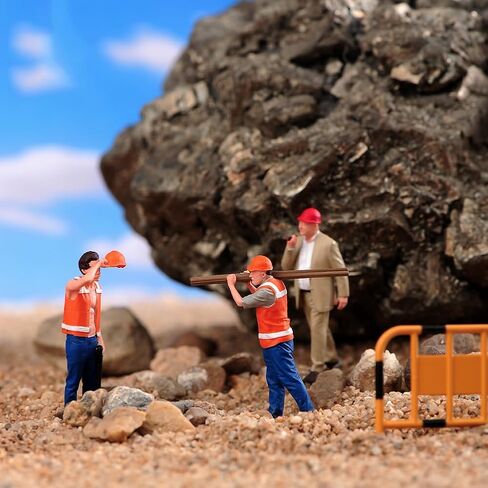 Fremego Miniature Figures Model,1/50 1/64 Scale Construction Building Workers Tiny People Figurine Simulation Diorama Figure Scene Props for Decoration Car (Painted-6pcs Worker Figure A, 1/64 Scale) in Kuwait