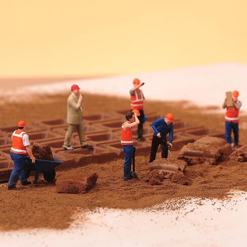 Fremego Miniature Figures Model,1/50 1/64 Scale Construction Building Workers Tiny People Figurine Simulation Diorama Figure Scene Props for Decoration Car (Painted-6pcs Worker Figure A, 1/64 Scale) in Kuwait