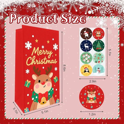 أكياس هدايا عيد الميلاد من بلواكوا 32 عبوة - أكياس هدايا صغيرة مع ملصقات للحلوى، هدايا الحفلات، أكياس الهدايا الجيدة (8 تصميمات، 8.6 × 5.1 × 3.1 بوصة) in Kuwait