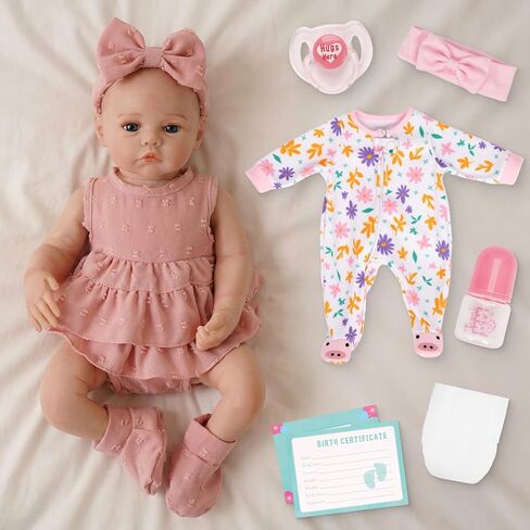 Realistic Reborn Baby Dolls with Two Clothing Sets - 18 Inch Lifelike Newborn Baby Girl, Soft Vinyl Limbs, Real Life Baby Reborn Dolls, Christmas Stocking Stuffers for Kids Age 3+ in Saudi Arabia