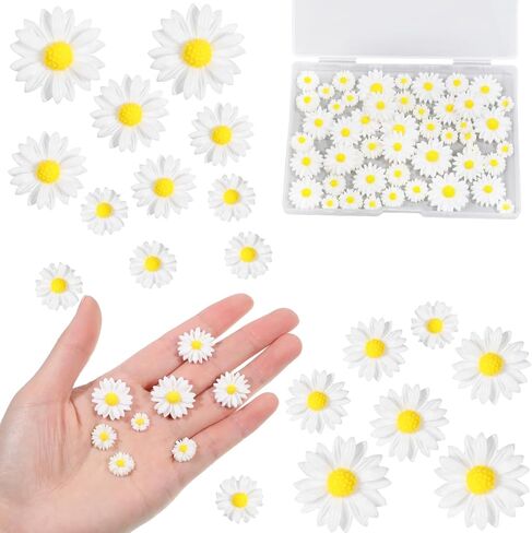 Resin Daisy Flowers, 50 Pcs Mini Daisy Decorations Small Flatback Daisies Charms for DIY Crafts, Scrapbook Embellishment, Home Party Decorations in Kuwait