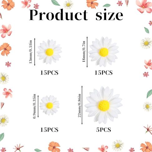 Resin Daisy Flowers, 50 Pcs Mini Daisy Decorations Small Flatback Daisies Charms for DIY Crafts, Scrapbook Embellishment, Home Party Decorations in Kuwait