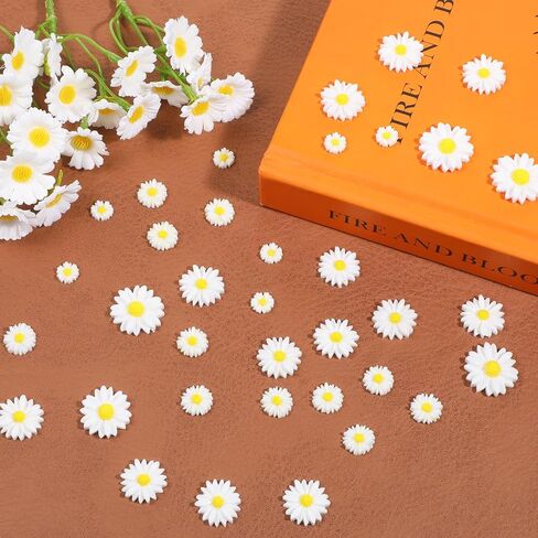 Resin Daisy Flowers, 50 Pcs Mini Daisy Decorations Small Flatback Daisies Charms for DIY Crafts, Scrapbook Embellishment, Home Party Decorations in Kuwait