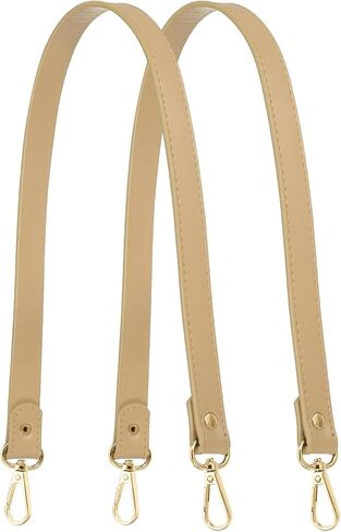 Leather Purse Strap Replacement PU Short Bag Handles with Gold Lobster Buckles, 23 Inch Length Fit for Handbags Shoulder Bag Accessories - Rectangle (2 Pack, Beige) in Saudi Arabia