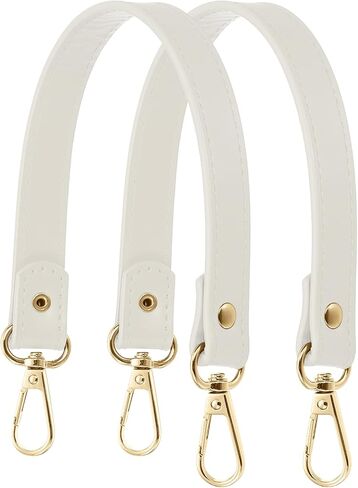 Leather Purse Strap Replacement PU Short Bag Handles with Gold Lobster Buckles, 23 Inch Length Fit for Handbags Shoulder Bag Accessories - Rectangle (2 Pack, Beige) in Saudi Arabia