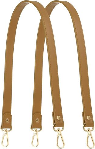 Leather Purse Strap Replacement PU Short Bag Handles with Gold Lobster Buckles, 23 Inch Length Fit for Handbags Shoulder Bag Accessories - Rectangle (2 Pack, Beige) in Saudi Arabia