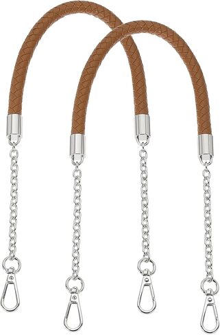 uxcell 2Pcs PU Leather Chain Purse Strap, 24.4 Inch Braided Purse Handle Replacement for Handbags Underarm Bag Tote (Light Gold, Light Gold Buckle) in Saudi Arabia