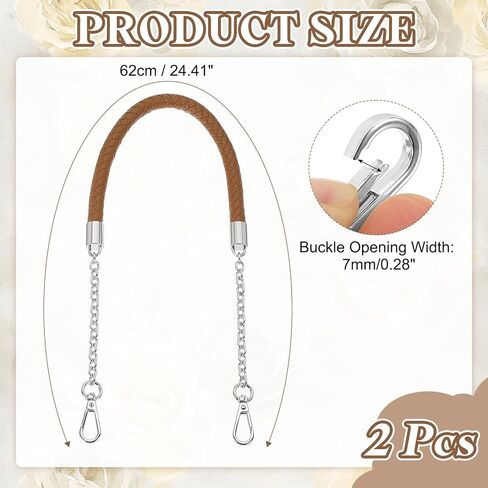 uxcell 2Pcs PU Leather Chain Purse Strap, 24.4 Inch Braided Purse Handle Replacement for Handbags Underarm Bag Tote (Light Gold, Light Gold Buckle) in Saudi Arabia