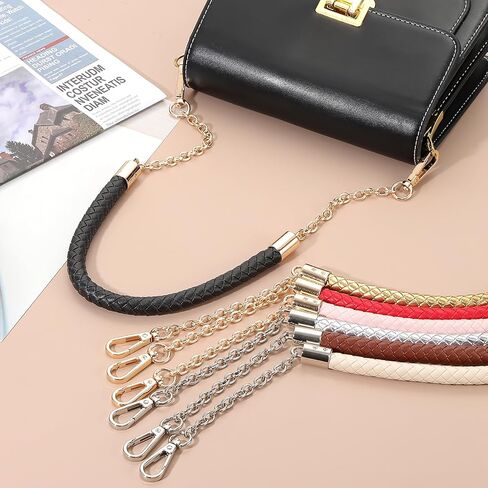 uxcell 2Pcs PU Leather Chain Purse Strap, 24.4 Inch Braided Purse Handle Replacement for Handbags Underarm Bag Tote (Light Gold, Light Gold Buckle) in Saudi Arabia