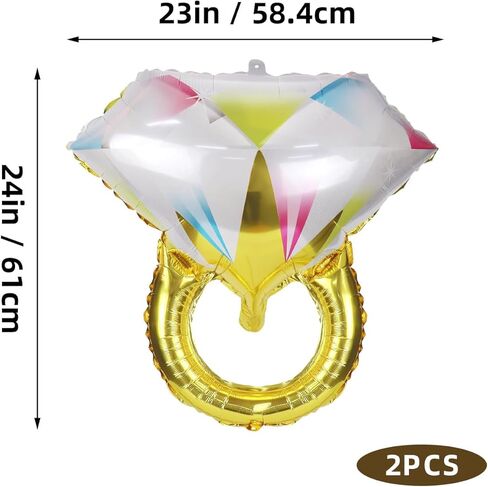 Diamond Ring Aluminum Balloon, Single party balloons for Wedding Bridal Marriage Engagement Party Supplies (2 Pcs) in Saudi Arabia