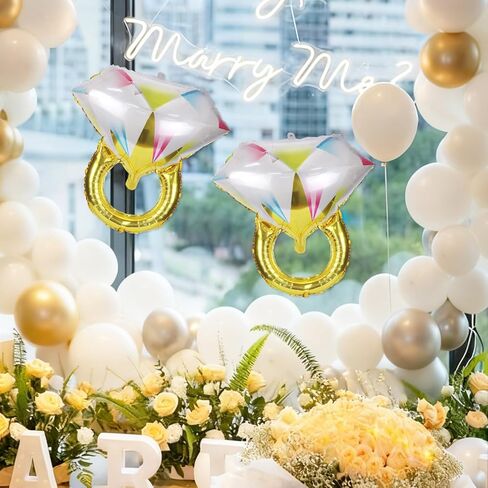 Diamond Ring Aluminum Balloon, Single party balloons for Wedding Bridal Marriage Engagement Party Supplies (2 Pcs) in Saudi Arabia