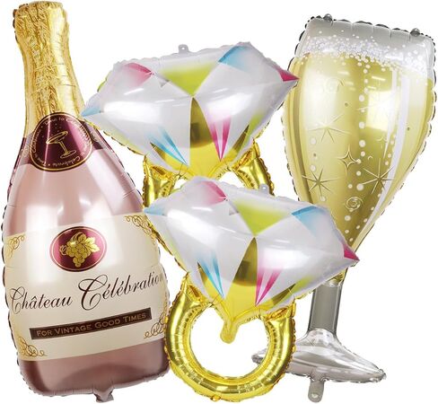 Diamond Ring Aluminum Balloon, Single party balloons for Wedding Bridal Marriage Engagement Party Supplies (2 Pcs) in Saudi Arabia