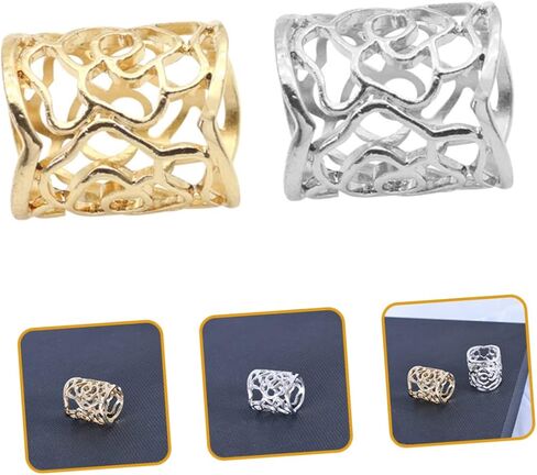 2Pcs Chic Scarf Ring Buckle Clip for Women Vintage Hollow Rose Design and Silver Scarf Accessory for Weddings Parties and Everyday Wear in Saudi Arabia