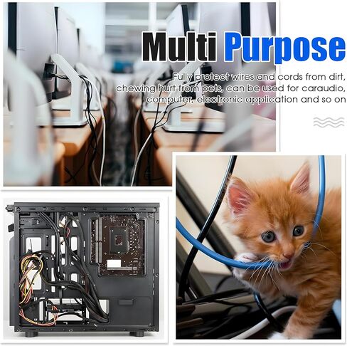 غلاف كيبل مضفر قابل للتوسيع بطول 66.8 قدم متعدد المقاسات مع 120 قطعة من انابيب الانكماش الحراري للتلفزيون والصوت وكابلات الكمبيوتر والفيديو والحيوانات الاليفة، 1/4 انش، 2/5 انش، 1/2 انش، 3/4 انش in Kuwait