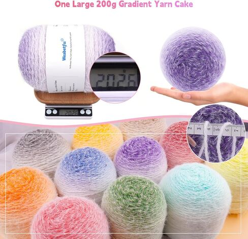 Weabetfu Gradient Cake Yarn for Crocheting & Knitting-Ombre Yarn Cake of 200g/7.05oz.-80% Acrylic,20% Nylon|Light Weight&Soft Crochet Yarns for Scarves,Blankets & Garments-05 in Saudi Arabia