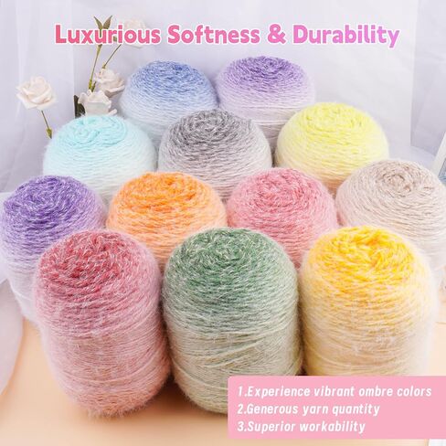 Weabetfu Gradient Cake Yarn for Crocheting & Knitting-Ombre Yarn Cake of 200g/7.05oz.-80% Acrylic,20% Nylon|Light Weight&Soft Crochet Yarns for Scarves,Blankets & Garments-05 in Saudi Arabia