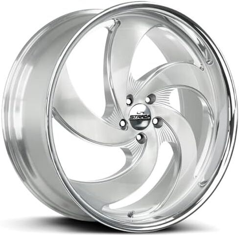 Strada Wheels RETRO 5 Custom Wheel - 22x9, 15 Offset, 5x127 Bolt Pattern, 78.1mm Hub - Silver with Brushed Face and SS Lip Rim in Kuwait
