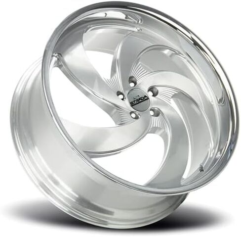 Strada Wheels RETRO 5 Custom Wheel - 22x9, 15 Offset, 5x127 Bolt Pattern, 78.1mm Hub - Silver with Brushed Face and SS Lip Rim in Kuwait