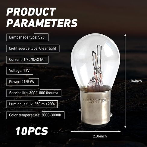 10 PCS Car 1157 Light Bulb, P21/5W S25 BAY15D Brake Lights Bulb, Double Tail High and Low Turn Signal Lights Bulbs Replacement, Universal Halogen Brake Tail Light (White) in Saudi Arabia