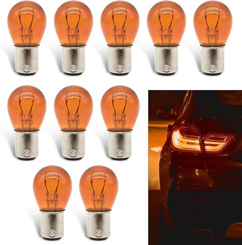 10 PCS Car 1157 Light Bulb, P21/5W S25 BAY15D Brake Lights Bulb, Double Tail High and Low Turn Signal Lights Bulbs Replacement, Universal Halogen Brake Tail Light (White) in Saudi Arabia