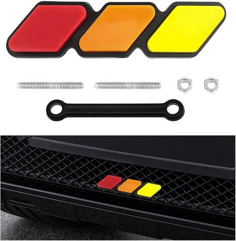 Tri-Color Grille Badge Emblem, Classic Front Grille Decoration Retro Car Truck Label, 3-Color Stripe Decor Exterior Accessories for 4Runner Highlande (D) in Saudi Arabia