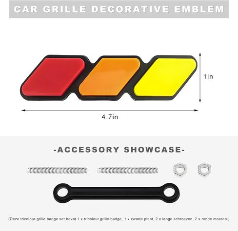 Tri-Color Grille Badge Emblem, Classic Front Grille Decoration Retro Car Truck Label, 3-Color Stripe Decor Exterior Accessories for 4Runner Highlande (D) in Saudi Arabia