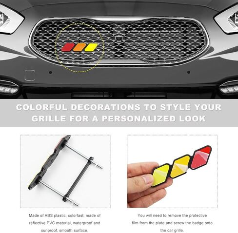 Tri-Color Grille Badge Emblem, Classic Front Grille Decoration Retro Car Truck Label, 3-Color Stripe Decor Exterior Accessories for 4Runner Highlande (D) in Saudi Arabia