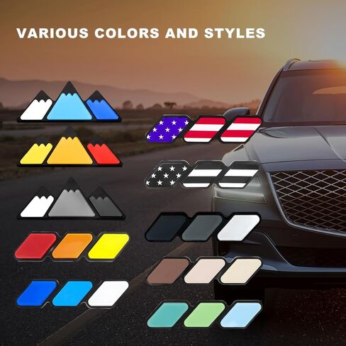 Tri-Color Grille Badge Emblem, Classic Front Grille Decoration Retro Car Truck Label, 3-Color Stripe Decor Exterior Accessories for 4Runner Highlande (D) in Saudi Arabia