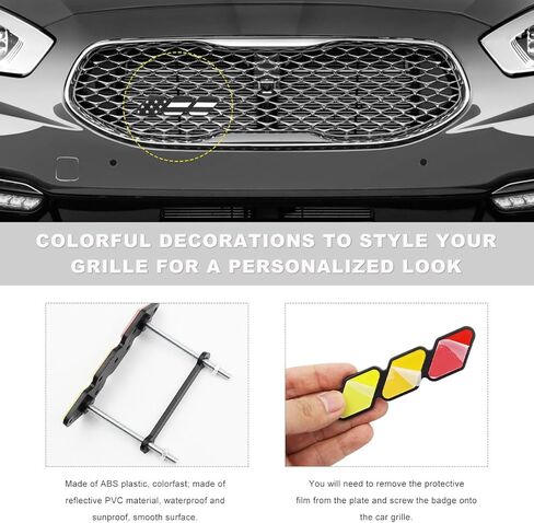Tri-Color Grille Badge Emblem, Classic Front Grille Decoration Retro Car Truck Label, 3-Color Stripe Decor Exterior Accessories for 4Runner Highlande (D) in Saudi Arabia