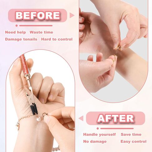 PATIKIL Bracelet Clasp Helper, Bracelet Helper Tool to Put on Yourself with Rubber Cover Tip, Jewelry Quick Wear Fastening Equipment for Necklace Watch Zipper, Blue/Golden in Saudi Arabia