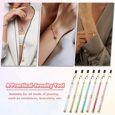 PATIKIL Bracelet Clasp Helper, Bracelet Helper Tool to Put on Yourself with Rubber Cover Tip, Jewelry Quick Wear Fastening Equipment for Necklace Watch Zipper, Blue/Golden in Saudi Arabia