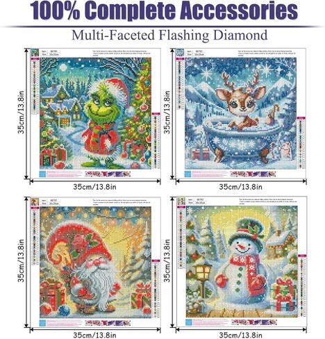 YarnMate 4 Pack Diamond Painting Kits for Adults-Christmas Diamond Art Kits for Adults,5D Diamond Painting,DIY Full Drill Diamond Painting Gem Art and Crafts 14x14inch in Saudi Arabia