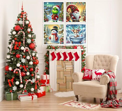 YarnMate 4 Pack Diamond Painting Kits for Adults-Christmas Diamond Art Kits for Adults,5D Diamond Painting,DIY Full Drill Diamond Painting Gem Art and Crafts 14x14inch in Saudi Arabia