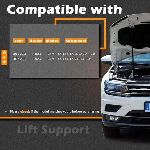 2 Pcs 24.66 in Liftgate Trunk Struts Lift Supports Compatible with Honda 07-11 CR-V CRV Shock Gas Spring Cylinder Rear Back Tailgate Hatch Replaces 74870SWAA01 74820SWAA01 in Saudi Arabia
