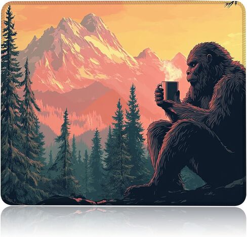 لوحة ماوس Sasquatch in The Forest بقاعدة مطاطية مضادة للانزلاق مع بساط ماوس مربع بحافة مخيطة لأجهزة الكمبيوتر المحمول والمكتب المنزلي، مقاس 9.5 × 8 بوصات in Kuwait