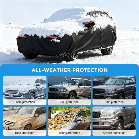 غطاء سيارة شتوي لسيارة كاديلاك XT6 2020-2025، غطاء سيارة كامل عالي التحمل مقاوم للماء في جميع الأحوال الجوية في الهواء الطلق من أجل واقي الغبار من الأشعة فوق البنفسجية والثلج والثلج والأشعة فوق البنفسجية، مع سحاب جانبي للسائق وشرائط عاكسة in Saudi Arabia