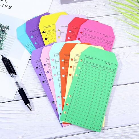 48PCS Money Envelopes for Cash, Cash Envelopes for Budget Saving, Colorful Reusable Budget Supplies with 12 Assorted Colors, Vertical Layout for Money Savings Challenge Book Management Tracking in Saudi Arabia