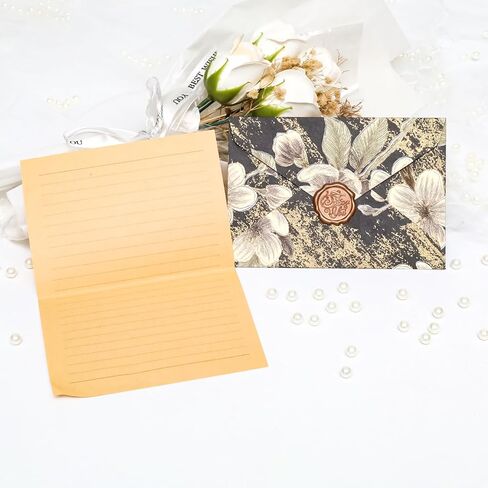 20 Letter Writing Paper and 6 Flower Envelopes Set with 6 Wax Seal Sticker for Wedding, Invitations, Graduation (4 x 6 Inch, Pink) in Saudi Arabia