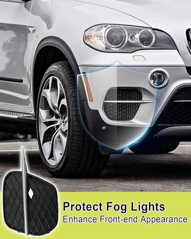 Front Bumper Grille Grill Trim Fog Light Cover Fit for BMW X5 E70 2011-2013 Replace BM1038131 BM1039131 51117222859 51117222860, Driver & Passenger Side Black in Saudi Arabia