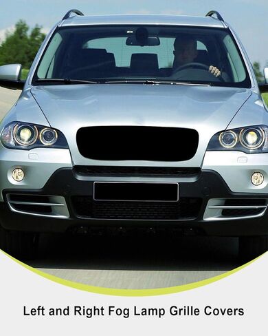 Front Bumper Grille Grill Trim Fog Light Cover Fit for BMW X5 E70 2011-2013 Replace BM1038131 BM1039131 51117222859 51117222860, Driver & Passenger Side Black in Saudi Arabia