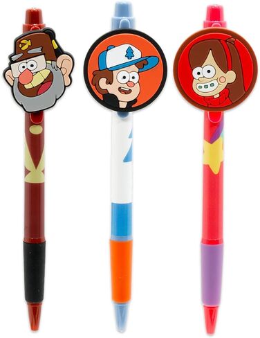 Gravity Falls Pens for Kids - 3 Pc Ballpoint Pens Gift Bundle Office Supplies Featuring Dipper, Mabel, Grunkle Stan Plus Stickers, Door Hanger | Gravity Falls School Supplies Set in Saudi Arabia