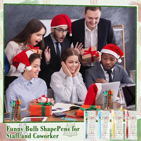 24 Sets Glowing in The Dark Christmas Pen Coworker Appreciation Gift Bulk Luminous Light Bulb Christmas Office Gift Novelty Black Ink Pen with Themed Card Tie Bag for Teacher Staff Nurse in Saudi Arabia