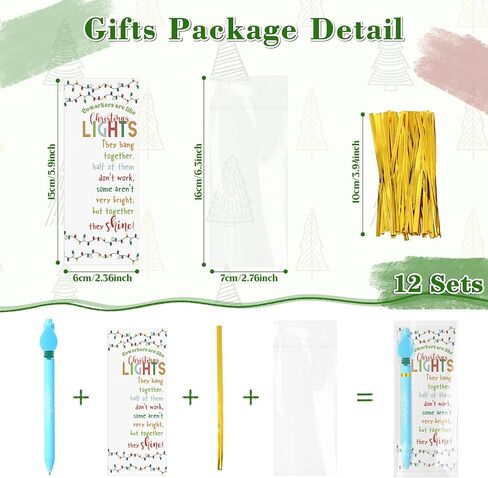24 Sets Glowing in The Dark Christmas Pen Coworker Appreciation Gift Bulk Luminous Light Bulb Christmas Office Gift Novelty Black Ink Pen with Themed Card Tie Bag for Teacher Staff Nurse in Saudi Arabia