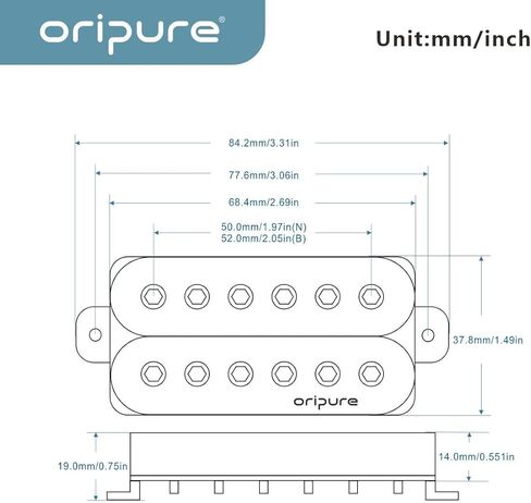 OriPure High Output Alnico 5 هامبوكر بيك اب جسر الجيتار الكهربائي 16-17K، أسود in Kuwait